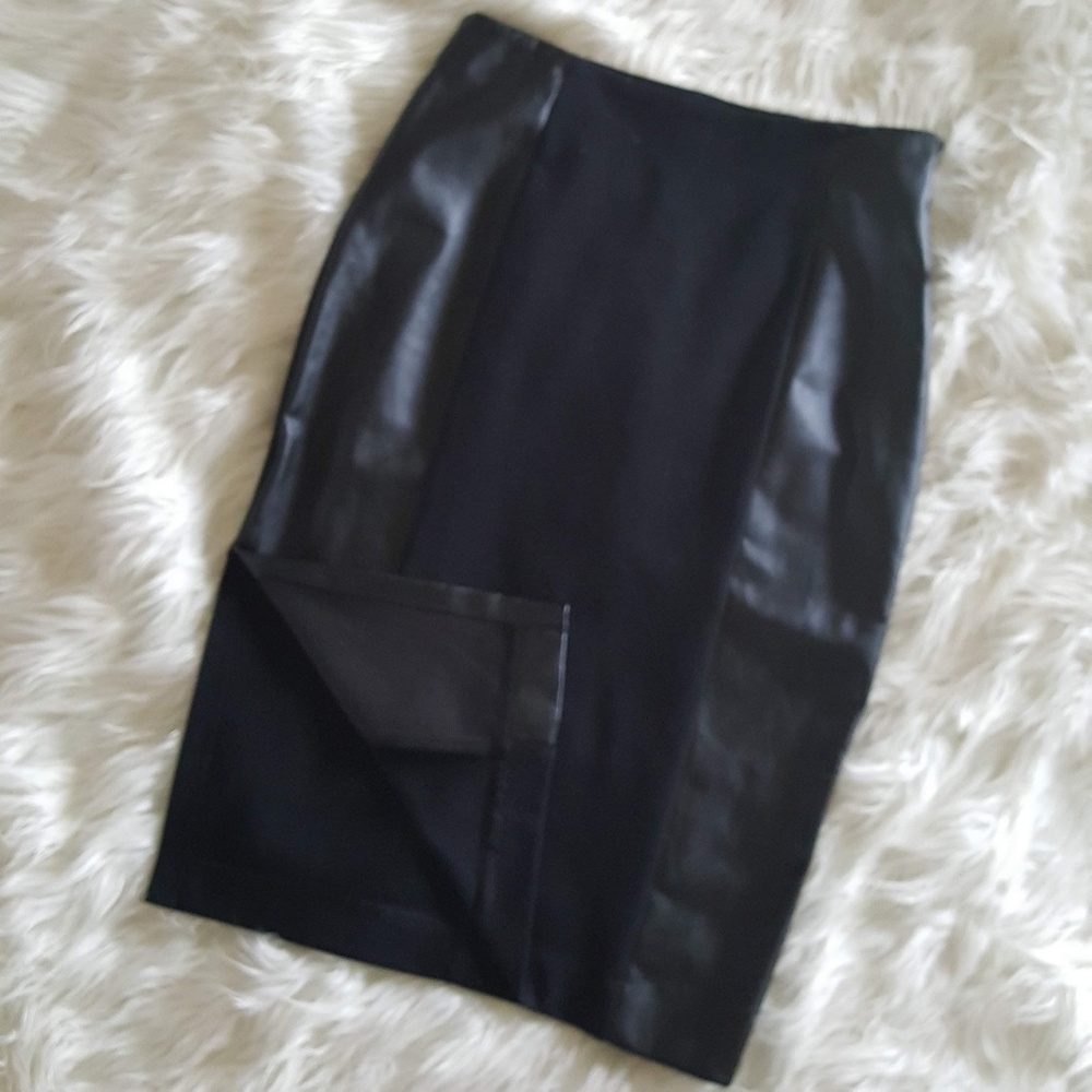 Worthington Black Faux-Leather Pencil Skirt